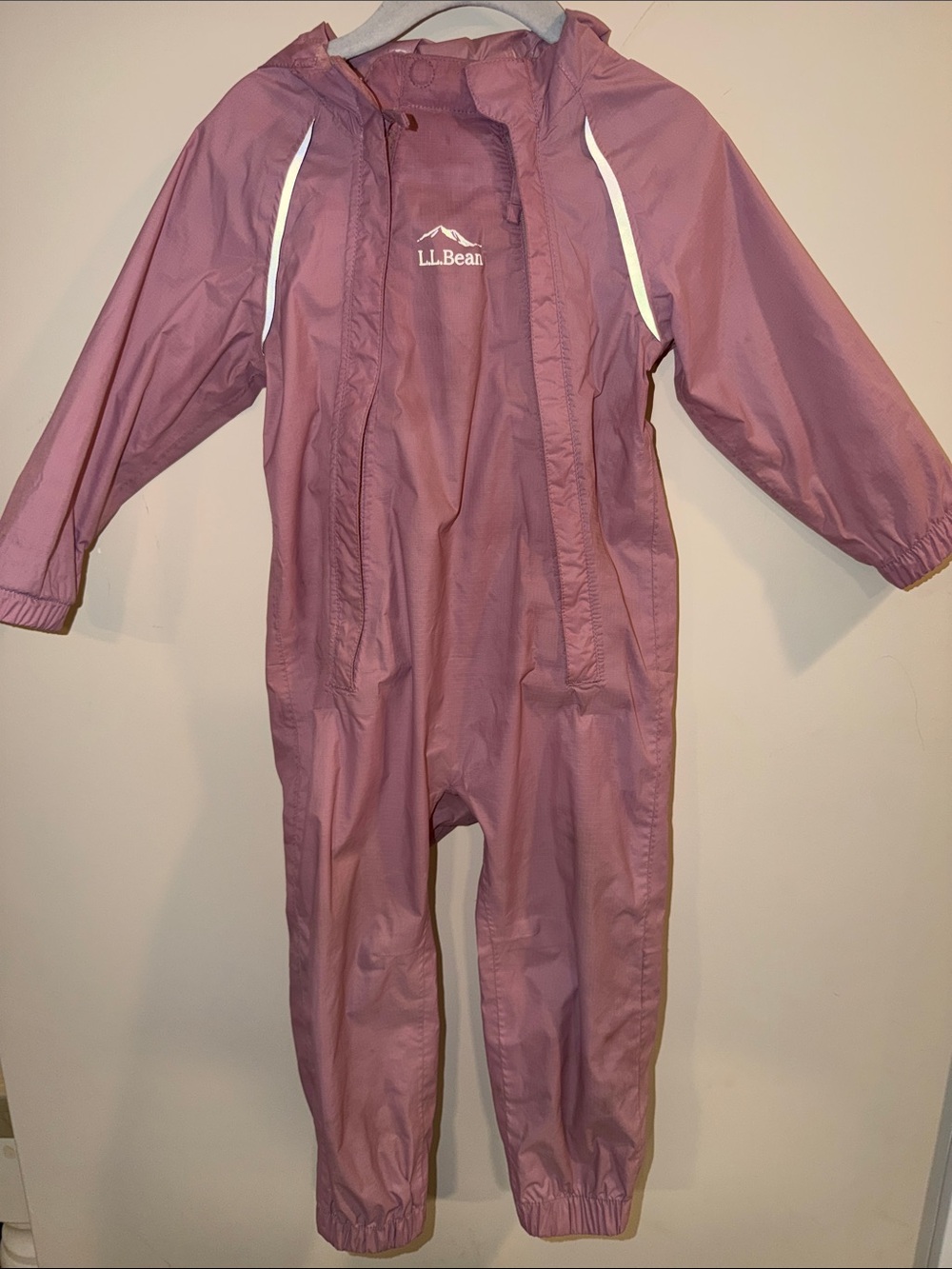 L.L. Bean Kids Mauve Pink Waterproof One-Piece Rain Suit